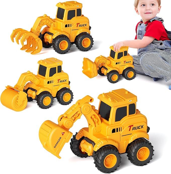 Construction Toys for 2 3 4 5 6 + Year Old Boys Kids Toddlers Girls, Sandbox Excavator Toy Trucks Construction Truck Toys Vehicles Bulldozer Road Roller Toy Christmas Birthday Gifts for Boys