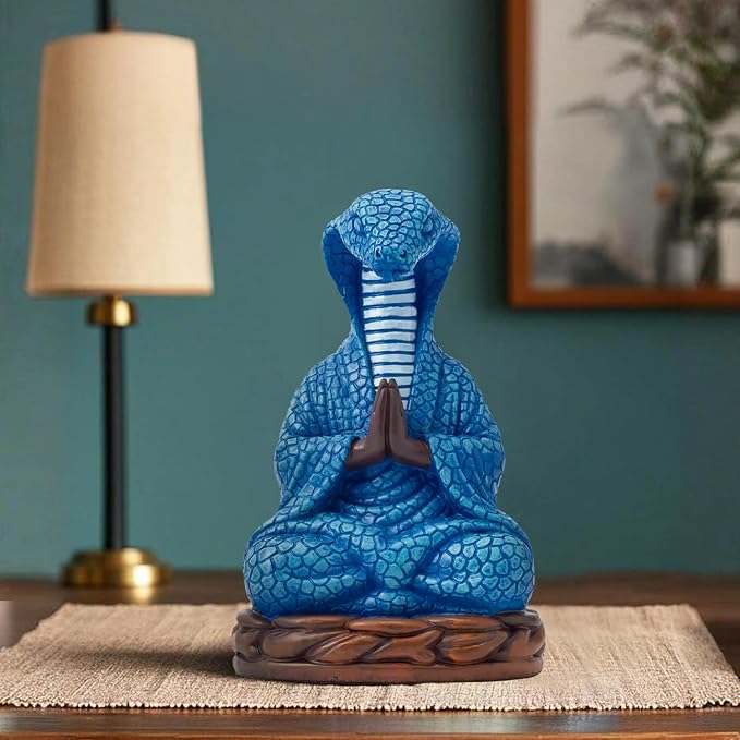 Meditation Snake Resin Statue - Zen Snake Figurine Statue for Snakes Lover Gifts Mediation Yoga Room Buddhism Namaste Room Decor Spiritual Sculpture for Office Home Shelf Desktop Decoration