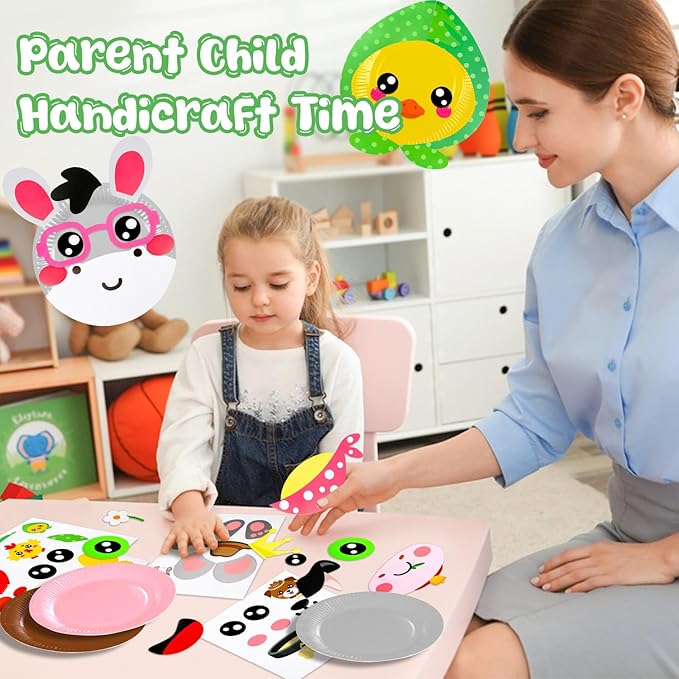 16 Pack Arts and Crafts for Kids, Toddler Crafts Animal Paper Plate Art Kit Gift for 3 4 5 6 Year Old Boys Girls DIY Kids for Birthday Party Favor Preschool Classroom Party Games (Farm)