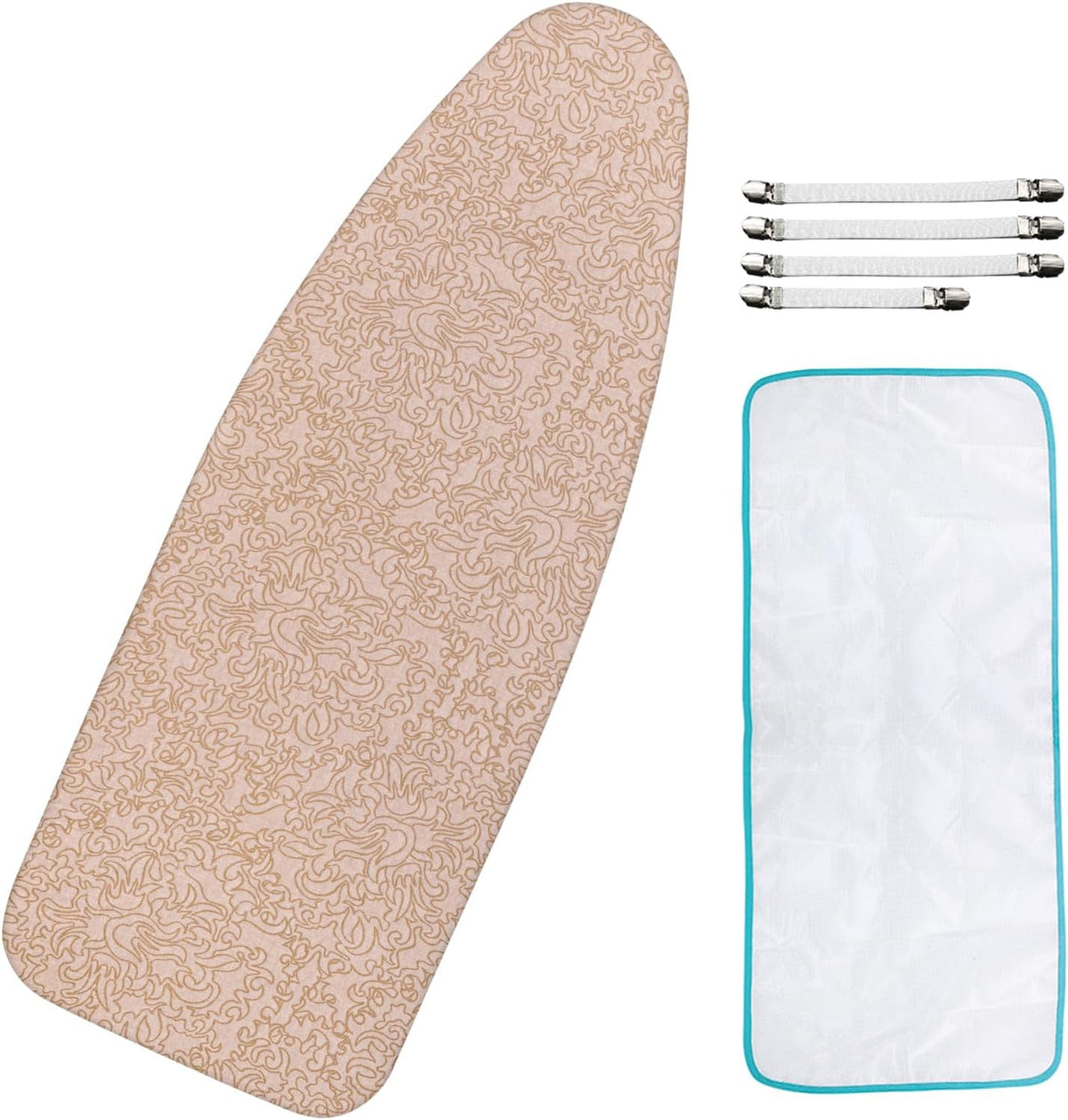 Extra-Wide Ironing Board Cover and Pad Replacement with Scorch and Stain Resistant Thick Padding and Elasticized Edge 18" x 49" Ironing Board Covers 4 Fasteners and 1 Protective Scorch Mesh Cloth