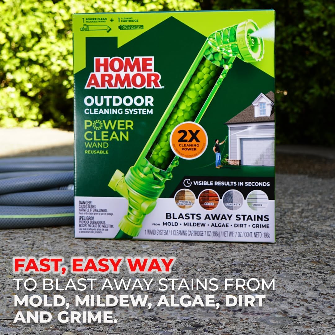 Home Armor Refill Cleaning Cartridge, 2 Pack, For Use with the Power Clean Wand, 2X Cleaning Power of Ordinary Outdoor Cleaners, Single Use Cartridge