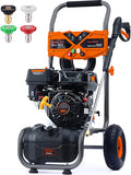 3500 PSI Gas Pressure Washer, 2.3 GPM Power Washer with 209CC Engine, Maintenance-Free Axial Cam Pump, 25FT Hose, 4 Nozzles for Driveways, Walls, Vehicles, Patio (Orange)