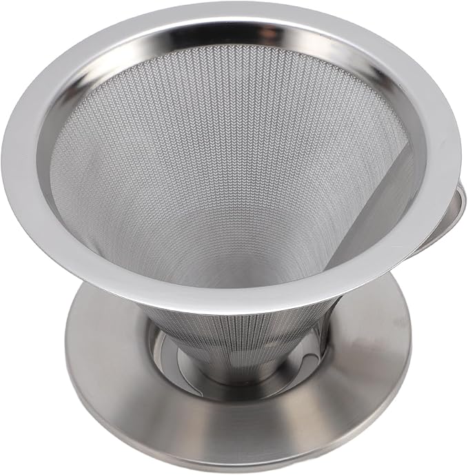 Pour Over Coffee Dripper, Reusable Metal Filter, Portable Cone Filter for Trips, Traveling, Camping, with Ultra Fine Mesh for Precise Extraction, Compatibility with Most Cups,