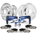 Detroit Axle - Brake Kit for 2002-2005 VW Passat, 2000-2001 Audi A6 Drilled & Slotted Brake Rotors and Ceramic Brakes Pads Repla