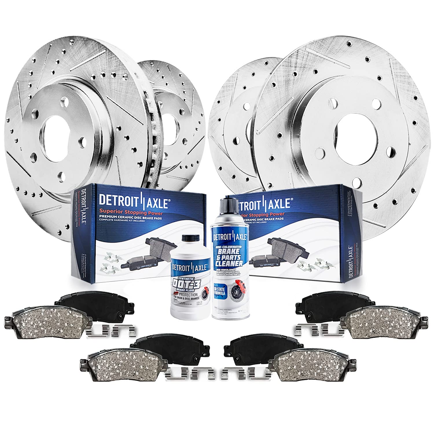 Detroit Axle - Brake Kit for 2003-2007 Subaru Impreza 2005-2006 Saab 9-2X Replacement 10.91    inch Front & 10.47 inch Rear Dril
