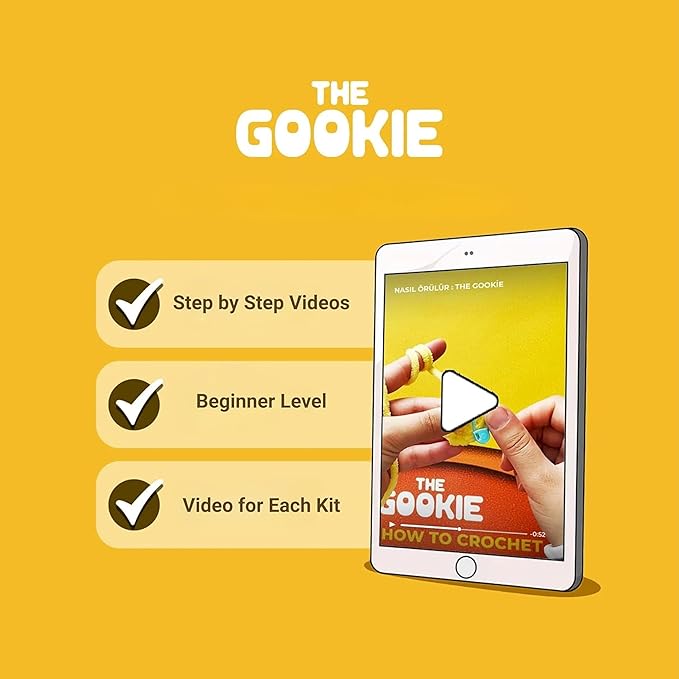 THE GOOKIE Amigurumi Crochet Kit for Beginners – DIY Crochet Kit with Yarn, Hook, Eyes & Stuffing – Easy Starter Set with Video Tutorials – Cute Plush Toy Craft Gift for Kids, Teens & Adults (Bear)