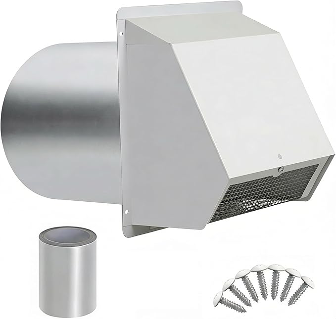 6 Inch Vent Covers for Wall, Galvanized Steel Dryer Vent Cover Outside with Screen, Dryer Vent Wall Plate for Dryer Exhaust Vent, External Extractor for House Ventilation&Outside Air Exhaust