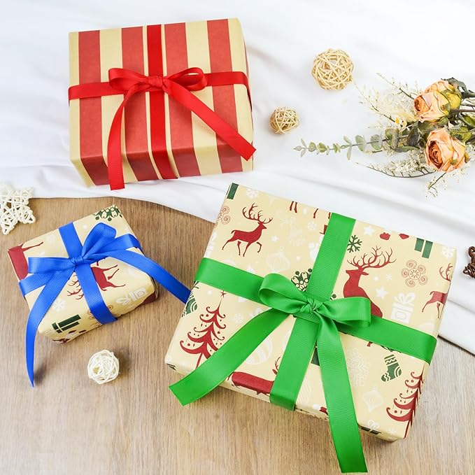 100 Yards 3/8 inch Grosgrain Ribbon, Solid Color Fabric Ribbon Perfect for Gift Wrapping, Wedding, Handmade Bows, Floral Bouquets and Party Decoration(red)