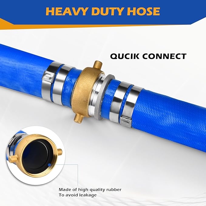 2" x 100 ft Discharge Hose for Swimming Pools, Heavy Duty PVC Lay Flat Water Backwash Hose,Durable Pool Drain Hose with Aluminum Pin Lug Fittings for Water Pump And Filters