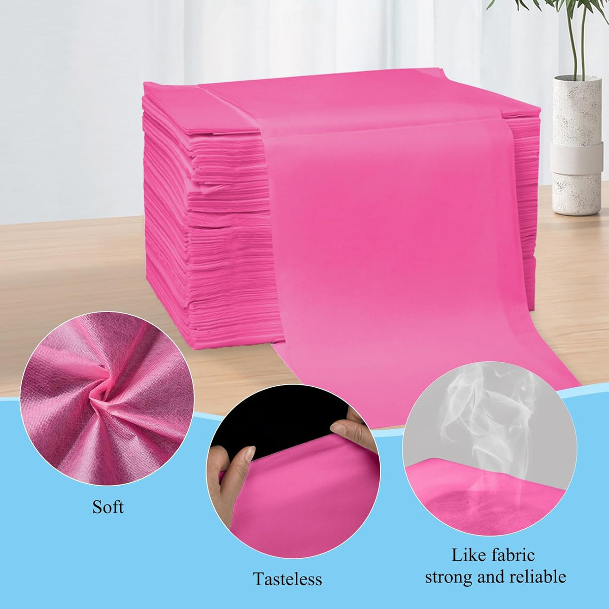 100Pcs Disposable Massage Table Sheets 31.5" x 71" Non-Woven Fabric Bed Covers for Ultimate Hygiene and Comfort in Massage, Tattoo, and Spa Treatments, Breathable and Durable Sheets(Pink)