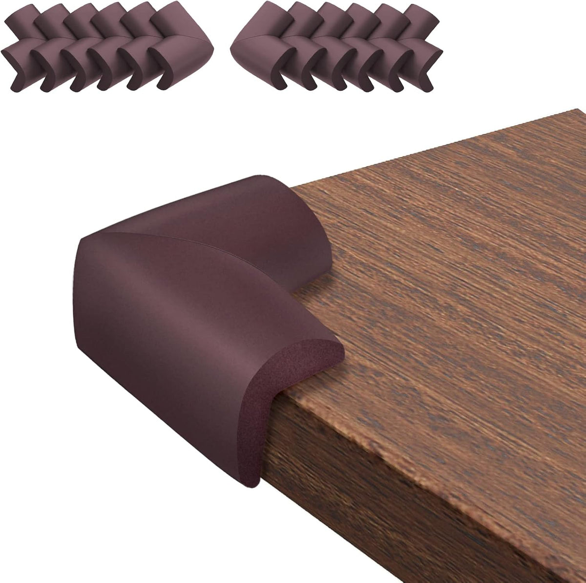 12 Pack Soft Corner Protector Baby Proofing Edge and Corner Guards, Table Corner Protectors for Furniture, Safety Pre-Taped Rubber Corner Covers for Fireplace, Stair, Cabinet (Brown)