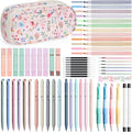 65PCS Aesthetic School Supplies with Cute Pencil Case, Pastel Highlighters Gel Pens Mechanical Pencils Set 0.5 0.7 & 2.0mm, Office Back to School Supplies College Essentials Kit Student Stationary Set