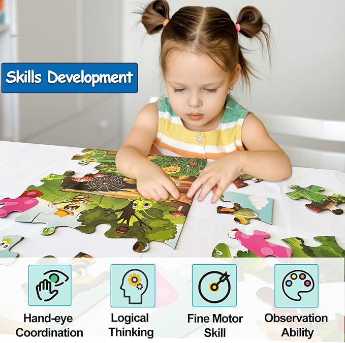 Jumbo Floor Puzzle for Kids, Large Jigsaw Puzzles 35 Piece for Kids Ages 3-5,Preschool Learning & Education Toys, Gifts for 4-8 Year Old Boys and Girls (Insect)