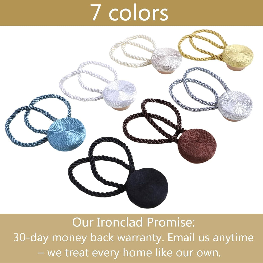 Magnetic Curtain Tiebacks - 12mm Magnetic Tie Backs for Curtains, Heavy Duty No Drill Curtain Holdbacks for Home/Office Windows Drapes, Elegant Gift-Ready Design 7 Colors (2, Blue)