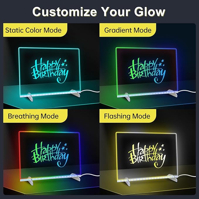 LED Note Board with 7 Colors, Includes Adapter, 13"x10" Led Drawing Board for Kids, Light Up Dry Erase Boards with 7 Markers, Soft Cloth, Hanging Chain, Holiday Trend Gift