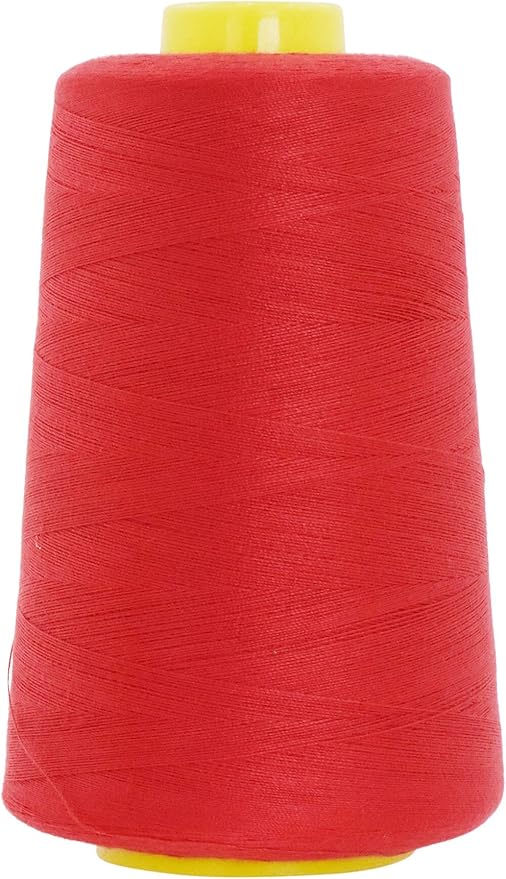 Mandala Crafts 4 Pack of Serger Threads Cones Spools - 40S/2 24000 Yards Polyester Red Threads for Sergers Machine and Overlock Quilting Sewing Machine