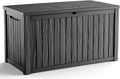 180 Gallon Outdoor Deck Box,Storage Lockable Waterproof Patio Furniture,Garden Tools,Cushions,Pool Accessories Outside Storage Resin Box(Black)