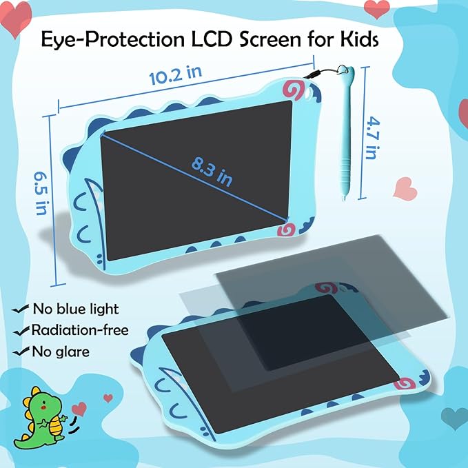 LCD Writing Tablet Dinosaur Toys for Boys Kids, Colorful Toddler Blue Toys Drawing Board, Educational Children Toy, Doodle Pad for 3 4 5 6 7 8 Year Old Boy Kid Birthday Party Christmas Gifts,8.5inch