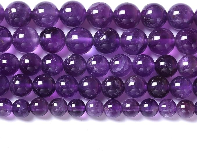 60pcs 6mm AAA Natural Amethyst Beads Crystal Energy Healing Power Stone Beadsfor Jewelry Making DIY Bracelet Necklace Accessories 15"