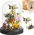 Flower Bouquet Building Set for Adult,Mini Plant Bonsai Tree Friend Set,Botanical Collection Gift for Kids,Office Home Decor Building Block, New Year Birthday Gift for Women Boys Girls(Bee)