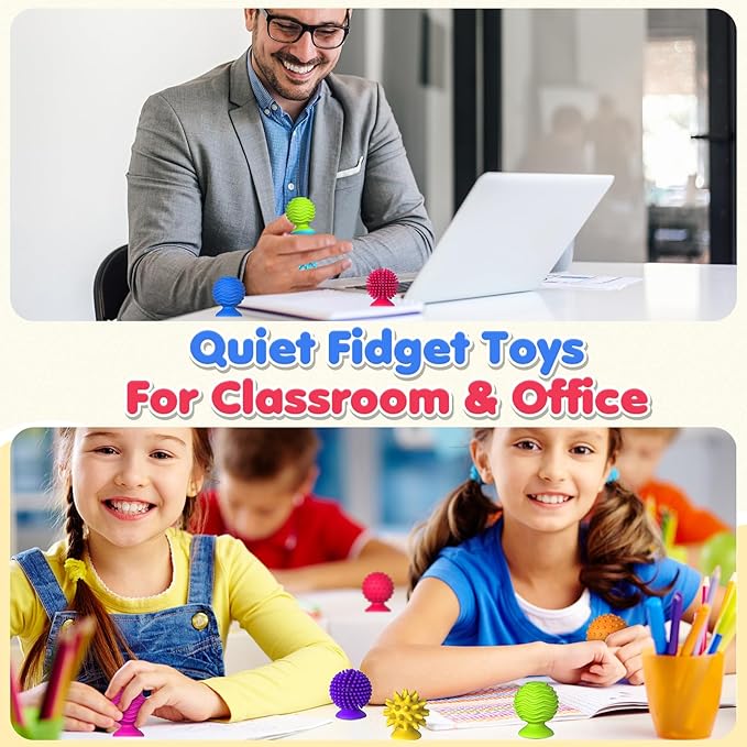Sensory Fidget Toys Kids Adults: 16 Pack Textured Suction Toys for Autism Kids Calming - Quiet Anxiety Fidgets for Classroom Prize - Calm Down Toy for Girls Boys - Gifts Christmas Stocking Stuffers