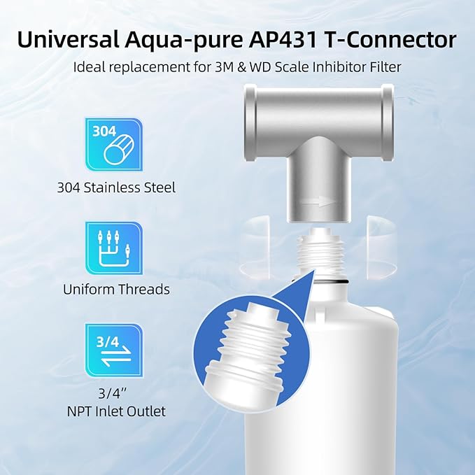 AP431 Replacement Cartridge for Aqua-Pure AP430SS, MIZUDO Whole House Scale Inhibitor, Heater Softener System, Prevents Scale Buildup on Hot Water Heater, Water Softener, 1 Pack
