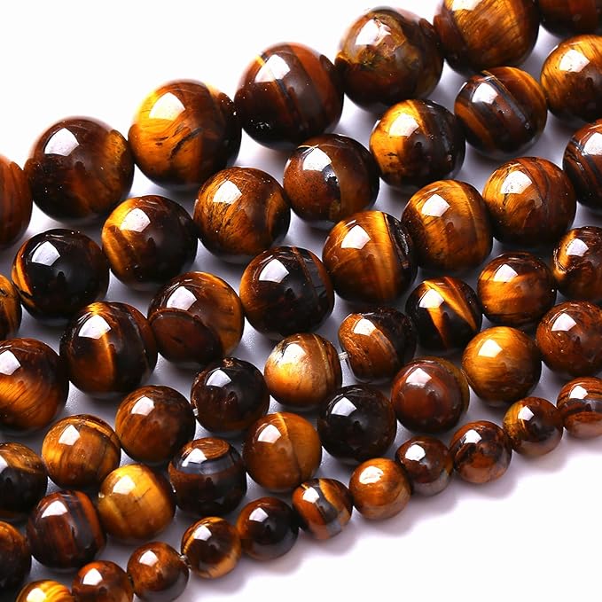 6MM Natural Iron Yellow Tiger Eye Stone Energy Healing Beads Round Loose Beads for Jewelry Making Bracelet 120pcs 2 Strands 32"
