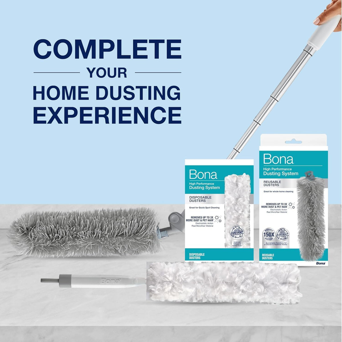 Bona Reusable Duster Refills - 2 Pack - High Performance Dusting System - Microfiber Dusters Remove Dust and Pet Hair for Whole-Home Cleaning