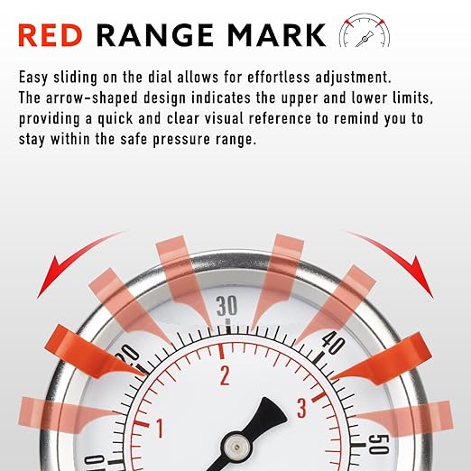 0 to 100 Psi Pressure Gauge, Glycerin Liquid Filled, 2.5 inch Dial, 1/4" NPT Lower Mount, Stainless Steel Case, for Water Pump, Pneumatic Air, Well Tank, RV Hose, Gas, Low Pressure Test