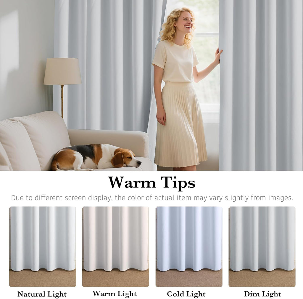 RYB HOME White Short Blackout for Small Window 45 inches Length, Thermal Insulated 100% Blackout Noise Reducing Window Shades for Bedroom Office, 42 inches Wide by 45 inches Long