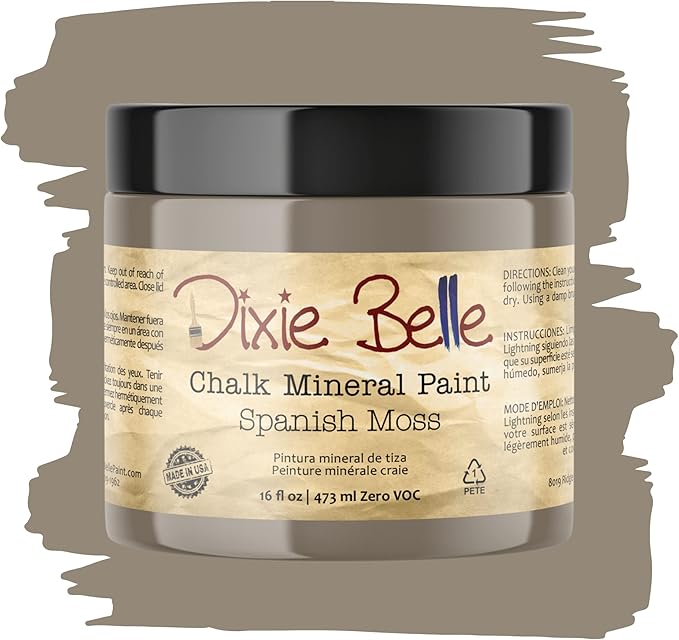 Dixie Belle Paint Company Chalk Finish Furniture Paint - Spanish Moss (16oz) - Matte Succulent Green Chic Chalk Mineral DIY Furniture Paint