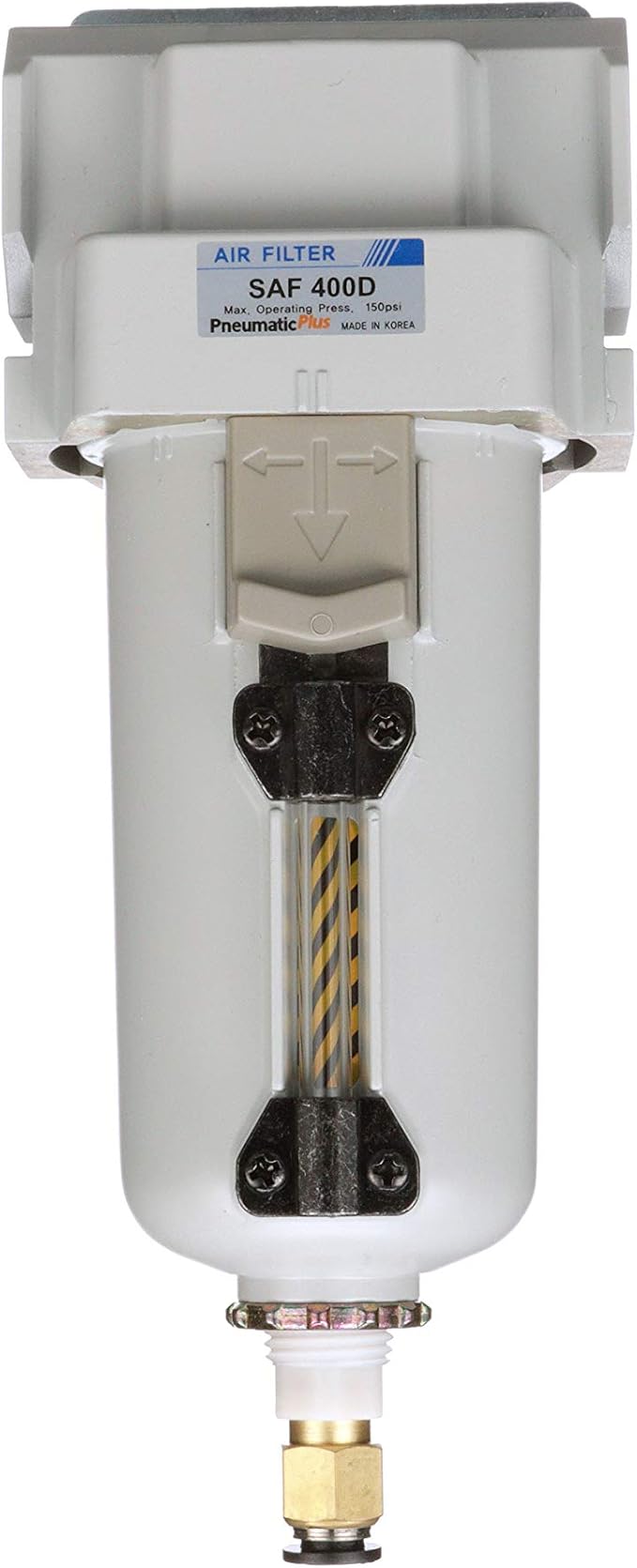 PneumaticPlus SAFD400-N04BD-MEP Compressed Air Coalescing Filter, 0.01 Micron 1/2" NPT - Metal Bowl, Auto Drain, Bracket