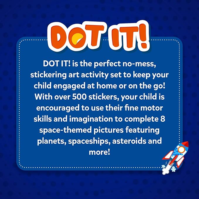 Skillmatics Dot It Sticker Art - Space, Mess-Free Fun for Kids, 500+ Stickers, Craft Kits, DIY Scrapbooking Activity, Travel Toys, Gifts for Boys & Girls Ages 3, 4, 5, 6, 7