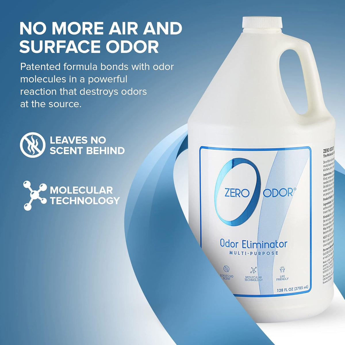 Zero Odor - Multi-Purpose Strong Odor Eliminator for Home, Office, Car, Bathroom, Hotel, Room Deodorizer, and Odor Neutralizer, 128oz Refill