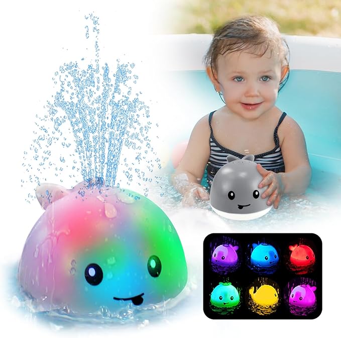 ZHENDUO Baby Bath Toys, Light Up Bath Toys, Sprinkler Bathtub Toys for Toddlers Infant Kids Boys, Automatic Spray Water Bath Toy, Pool Bathroom Baby Toy