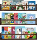 AZSKY Nursery Book Shelves 24 in Set of 3 Walnut Floating Bookshelf for Kids Room Wall Mounted Floating Shelves Solid Nursery Bookshelf Perfect Decor for Kitchen Bedroom Living Room