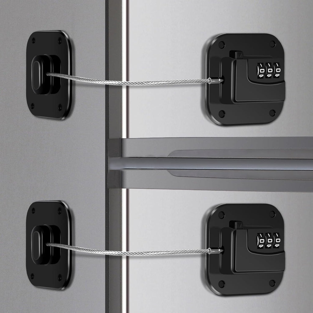 Refrigerator Lock, Combination Lock for Refrigerator Cabinets, Drawers, Heavy Duty Fridge Lock, Easy Install No Keys Needed (2 Pack)