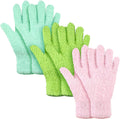 Patelai 3 Pairs Microfiber Plant Dusting Gloves Leaf Cleaning Gloves for Indoor Plants, Blinds, Furniture, House (Small,Green Yellow, Water Blue, Pink)