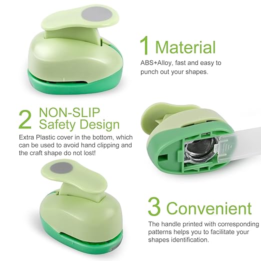 UCEC Circle Punch Craft Hole Punch for Paper Crafting, 5 Different Size Circle Cutters Hole Punches for Paper Crafts, Cardstock, Gift Wrapping, Cards, Scrapbooks 3/8 5/8 1 1.5 2 Inch Round Puncher Set