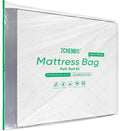 ZCHENBS® – Mattress Bags for Moving and Storage,Mattress Bag with Zippers,5 Mil Ultra-Thick Bed Bag,Waterproof,Anti-Tear,Heavy-Duty Mattress bag (Tansparent/Green, Full/Full XL-(2 Pack))