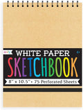 OOLY DIY Cover Large Sketchbook, 8 x 10.5 Inches White Paper Sketchbook Drawing Book for Kids, Artists Drawing Pad for Gel Pens