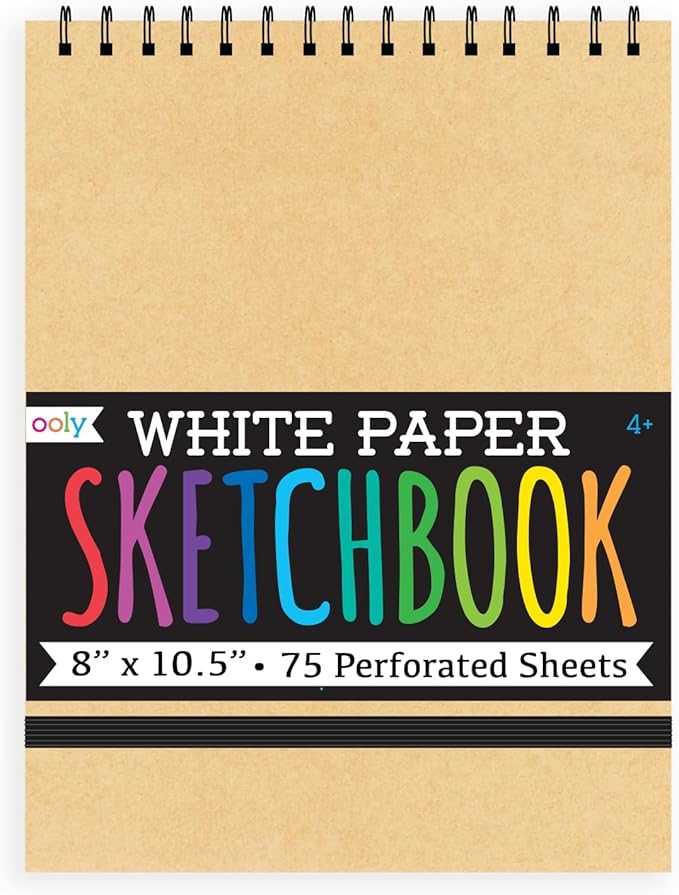 OOLY DIY Cover Large Sketchbook, 8 x 10.5 Inches White Paper Sketchbook Drawing Book for Kids, Artists Drawing Pad for Gel Pens