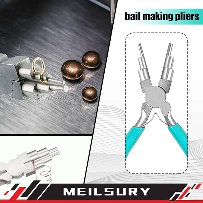 3-Piece jewelry pliers set includes a 6-in-1 bail making looping pliers, nylon jaw pliers, and Wire Looping and Bending plier tools for crafting, beading, and repairing