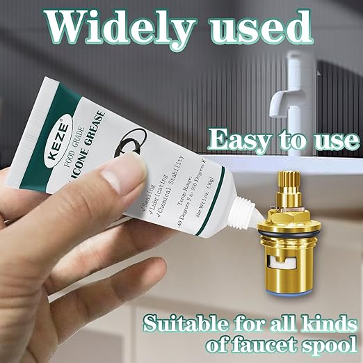 KEZE Waterproof Food Grade Silicone Lubricant Plumbers Grease for Valve Sealant Faucet Pool Lube O Rings Filter 1 oz 1-Pack