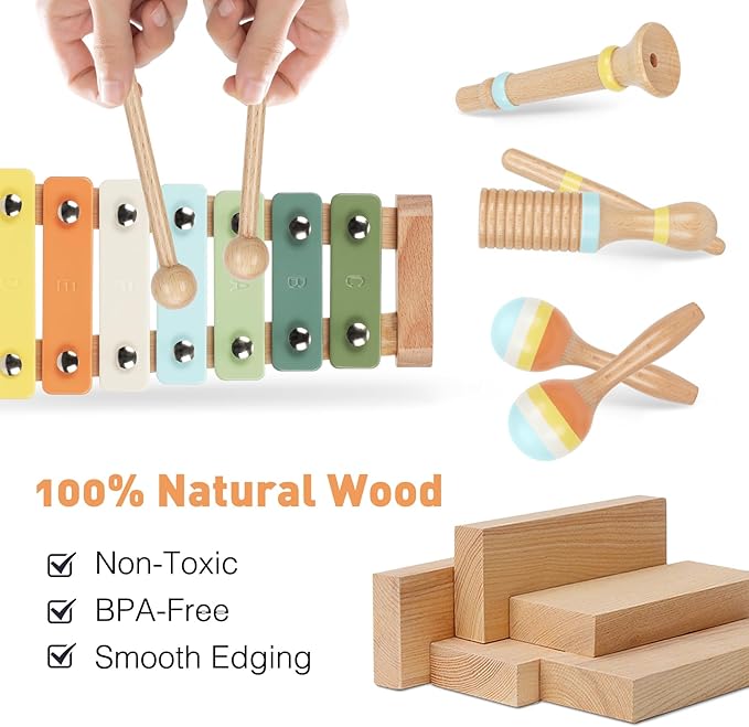 Toys for 1 2 3 4 Year Old Boys Girls, Musical Instruments Set for Toddler Age 1-2 2-3 3-4, Baby Montessori Toy Gifts for Early Learning, Christmas Birthday Gift for Toddler Boy Girl Toys