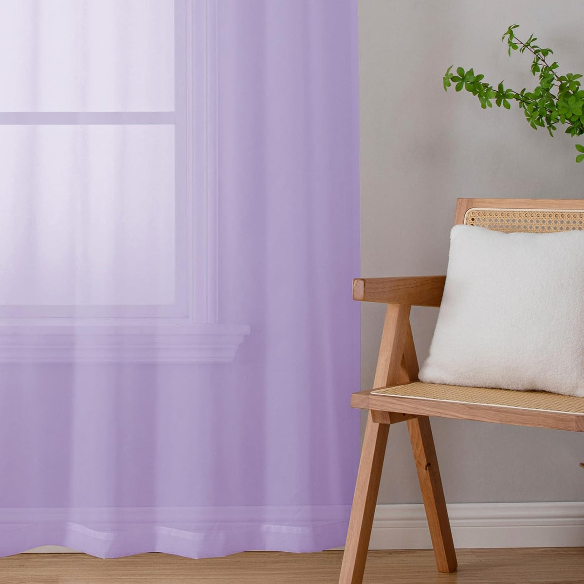 Chyhomenyc Lilac Sheer Curtains 96 inches Long 2 Panels, Light Filtering Soft Airy Solid Elegant Voile Window Treatment Drapes for Bedroom Living Room Wedding Party Decor, 42 Wx96 L, 8FT L
