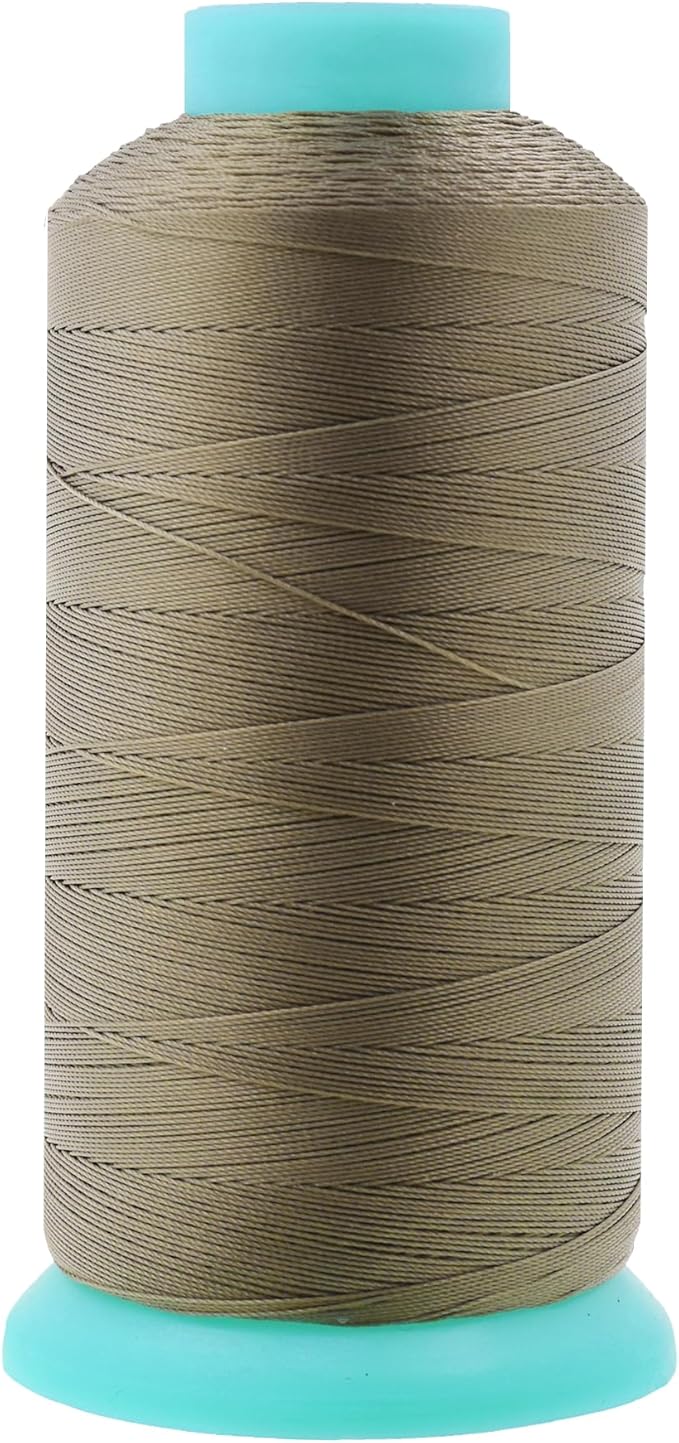 Mandala Crafts Bonded Nylon Thread Dark Beige Heavy Duty Sewing Threads - 1100 YDs Size 92 280D T90 Tex 90 Thread for Leather Jeans Weaving Outdoor Marine Upholstery Threads