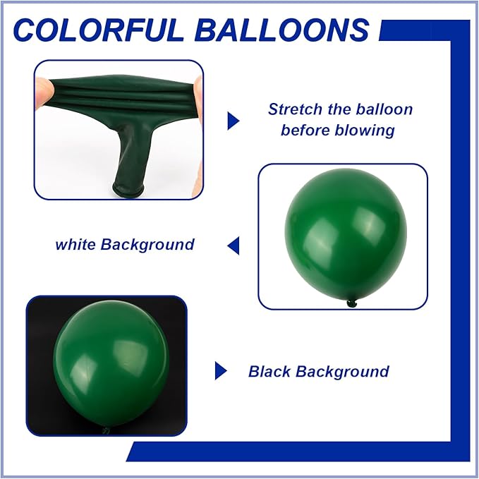 140pcs Night Green Round Balloons Different Sizes 18 12 10 5 Inch Latex Balloons for Arch Decoration Party Balloon Kit for Graduation Birthday Party Wedding Balloon Baby Shower Decoration