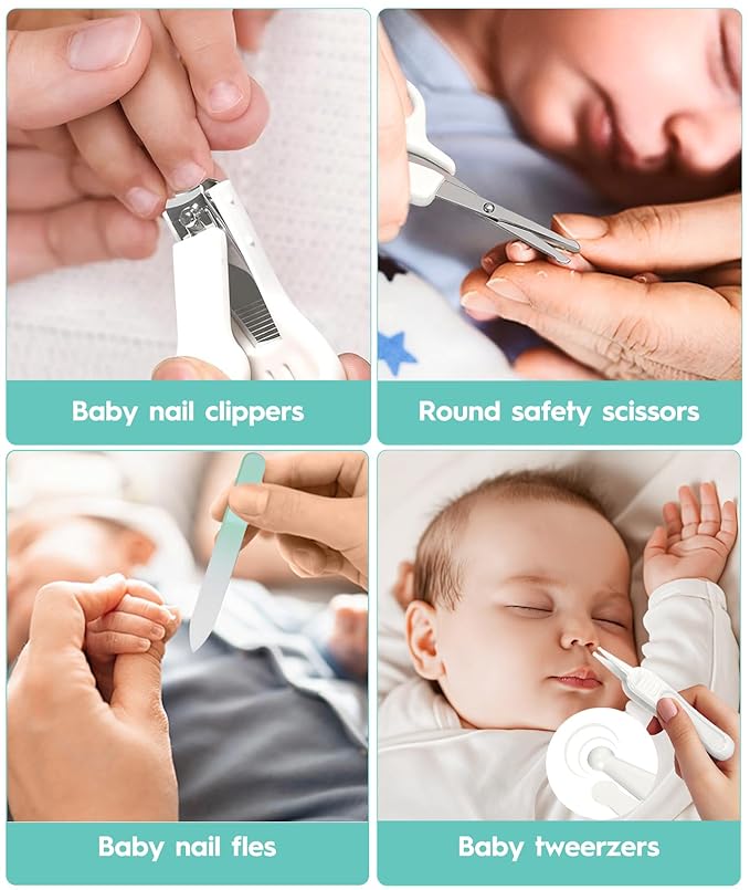 Baby Healthcare and Grooming Kit, Safety Newborn Nursery Baby Care Kit, with Hair Brush Comb, Nail Clipper, Thermometer, Pacifier Clip, Baby Registry Search, Baby Girl Boy Newborn Essentials