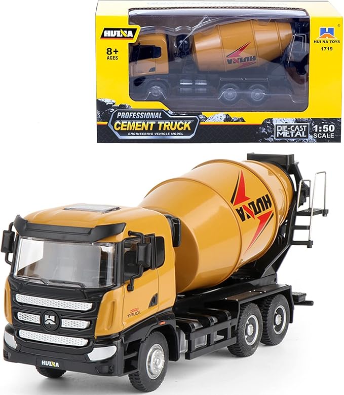 Gemini&Genius Construction Vehicle Cement Truck Toy for Kids, Heavy Duty Cement Mixer Truck for Pretend Play, 1/50 Scale Diecast Alloy Vehicles Toy for Kids